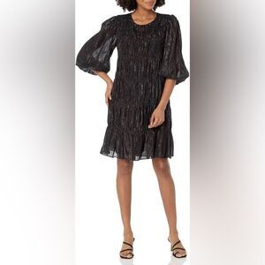 Trina Turk Silvery Dress NEW with tags Size Large Black